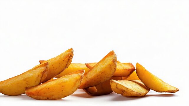 Video A pile of crispy French fries sitting on a clean white surface, ready to be devoured