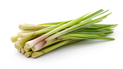fresh lemongrass stalks isolated on white background
