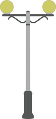 Modern street lamp vector illustration with double globe lights minimalist outdoor urban lighting design isolated on white background