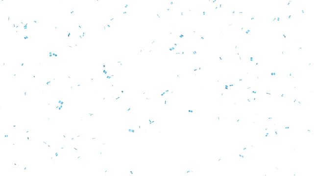 Blue confetti falling animation, confetti rain on alpha matte for celebration. Colorful confetti falling down background with alpha channel.