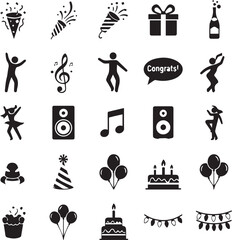 Party icons silhouette graphic design elements