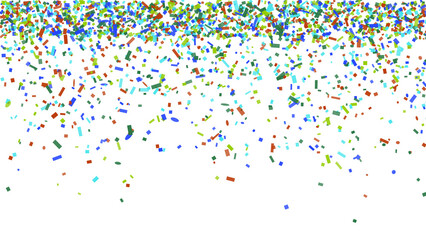 Colorful confetti falling from the top, isolated on transparent background