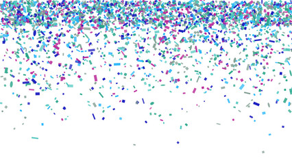 Colorful confetti falling from top to bottom isolated on transparent background
