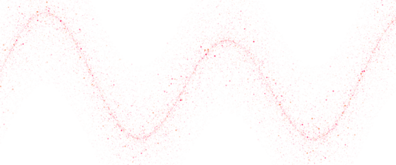 Red sparkles wavy pattern isolated on transparent background