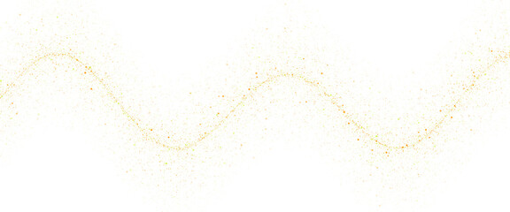 Golden glitter wave isolated on transparent background