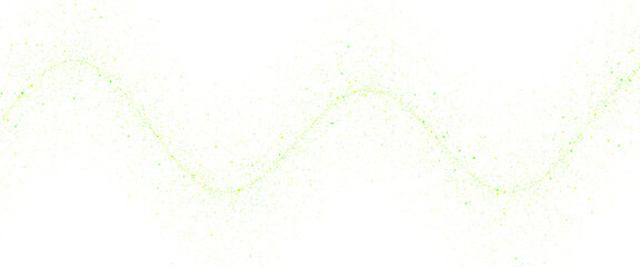 Green particles wavy line isolated on transparent background