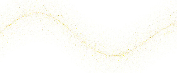 Golden glitter wave isolated on transparent background