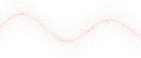 Red particles waving line isolated on transparent background