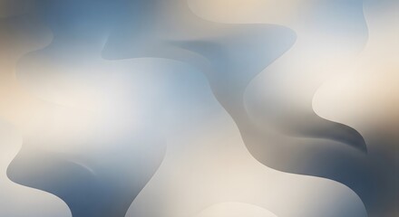 Soft, flowing abstract composition featuring layered, organic shapes with a gradient color palette. Subtle shades of blue, beige, and gray create a calming aesthetic