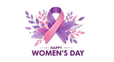 Obraz premium Happy women's day awareness ribbon illustration