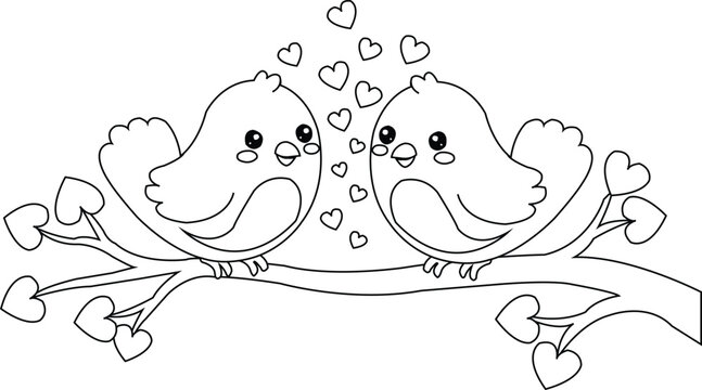 Cute love birds illustration for Valentine&rsquo;s Day