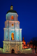 Fototapeta premium Saint Sophia's Cathedral at night - Kyiv (Kiev), Ukraine 