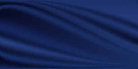 Obraz premium Navy blue silk satin. Silky shiny fabric. Dark luxury background with space for design. Banner. Wide. Long. Panoramic. Template. Empty. Flat lay, top view table. Beautiful.Elegant.Birthday,Christmas.