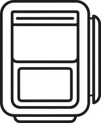 A minimalist line art icon of a modern smartwatch or wearable device with a sleek design isolated on white background, illustration