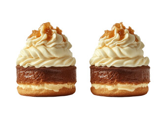 Two cupcake desserts with swirl frosting & crumb topping