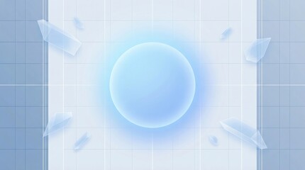 Abstract Blue Orb With Geometric Shards On White Background