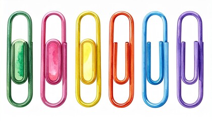 colorful paper clips isolated