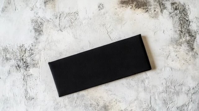 Video A black leather wallet sits atop a wooden or metal table, ideal for using as a prop in scenes such as offices, homes, or restaurants