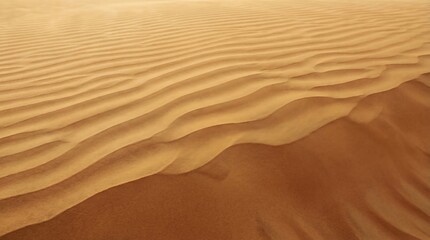 Golden Desert Sand Dunes With Wavy Texture Under Natural Sunlight