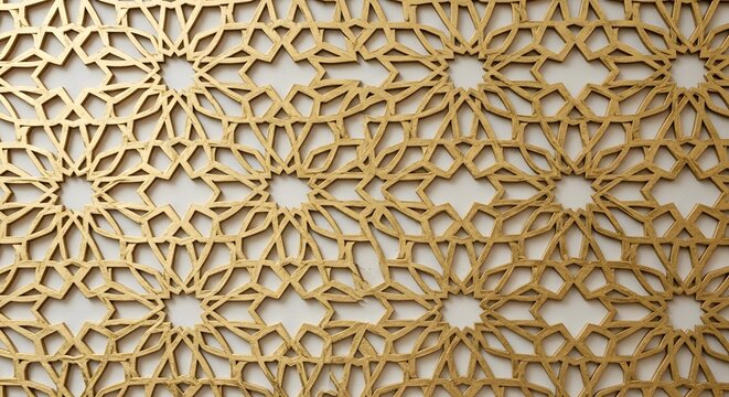 Realistic Golden Arabesque Geometric Wall Background