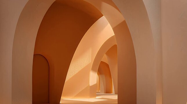 Arched Corridor with Soft Natural Lighting.