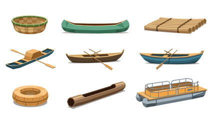 Low Poly Collection of diverse watercraft and floating vessels, from canoes to pontoons © Maureen