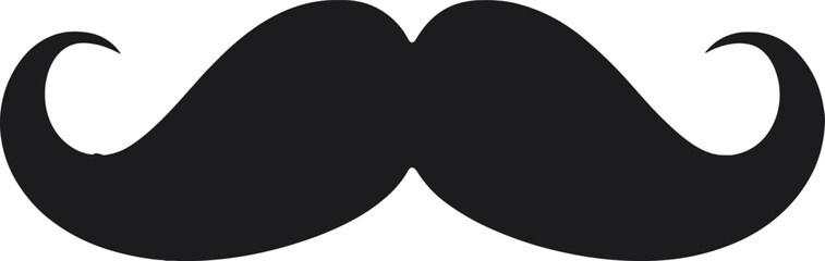Black Mustache Silhouette With Curled Ends vector illustration