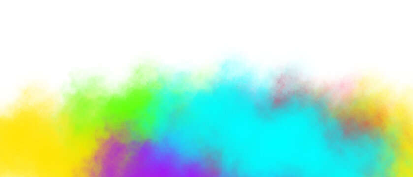 Colorful smoke explosion creates a vibrant and dynamic display evoking feelings of energy creativity and celebration on transparent background