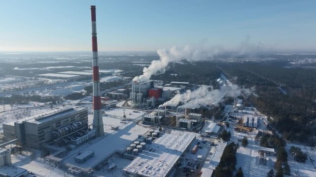 Thermal power, combined heat and power (CHP) plant, aerial view