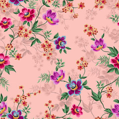 Digital Small Flower Floral seamless background wallpapers gift wrap scrap booking Plant fashion Beautiful colorful design textile