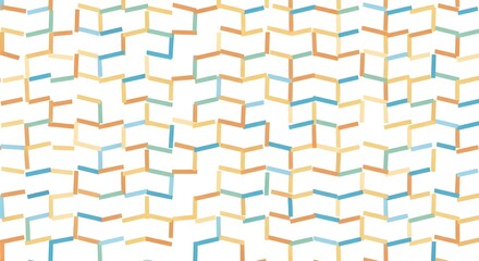 Modern Seamless Pattern with Colorful Broken Lines and Geometric Fragments