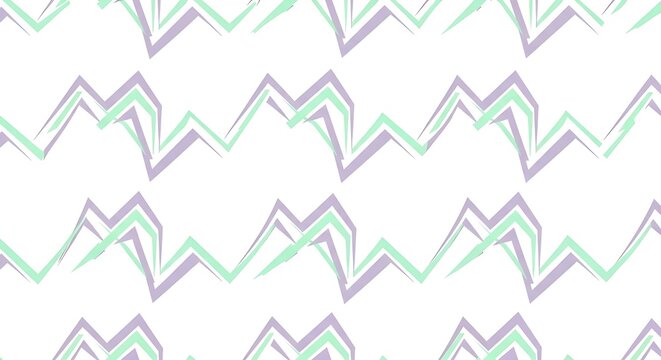 Abstract Seamless Geometric Pattern with Digital Lavender and Mint Green Lines