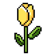 Fototapeta premium Vector Pixel Art Icon of Yellow Tulip