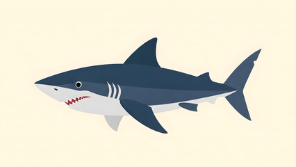 Obraz premium Illustration of a great white shark on a light background