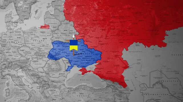 map animation geopolitical tension between Russia and Ukraine conflict zones