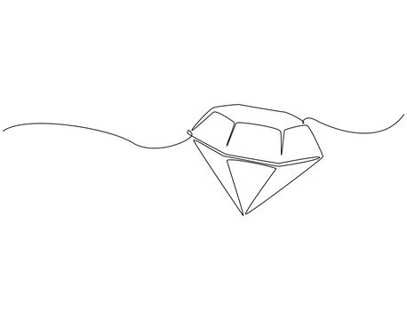 Continuous one line drawing of diamond. One line drawing illustration of luxury diamond. Rare jewelry concept single line. Editable outline