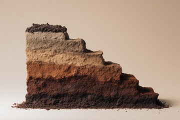 Layers of soil texture stacked in different natural colors.