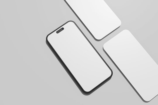 Realistic blank phone screen mockup for apps, UI previews, branding and social media, 3D rendered