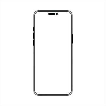 Minimalist black outline smartphone illustration