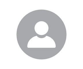 Generic user profile avatar icon represented by a white silhouette within a solid gray circle, perfect for application interfaces and web logins.