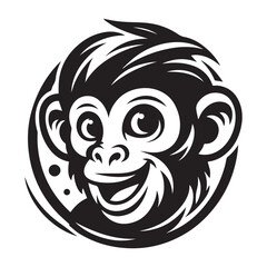 Obraz premium Black and White Monkey Silhouette Vector | Primate Art Graphic