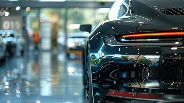 Video A close-up shot of a car on display in a showroom, ideal for automotive-related projects or advertisements