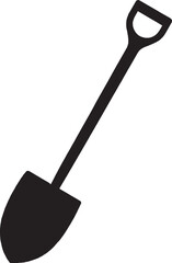 Black Silhouette of a Shovel on White Background
