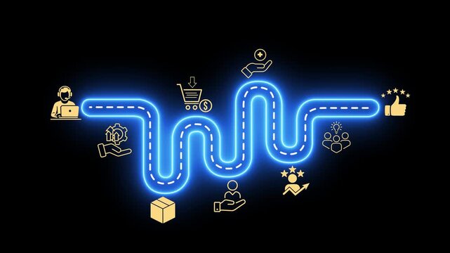 Value added concept on the black background. Improving products, excellent service, expert advice, consistently upgrade. Motion graphics of business value idea. 4k video animation.