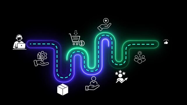 Value added concept on the black background. Improving products, excellent service, expert advice, consistently upgrade. Motion graphics of business value idea. 4k video animation.