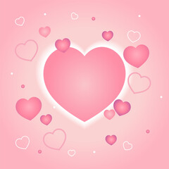 Beautiful heart vector.  heart on pink background