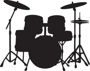 Black Silhouette of a Drum Set