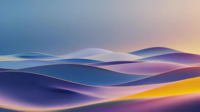 Sunset over serene desert sand dunes with gentle waves and warm gradient sky background for design use