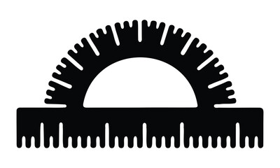 Simple black silhouette of a protractor and ruler icon