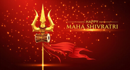 Maha Shivratri greeting banner. Hindu celebration card for web design. Vector illustration